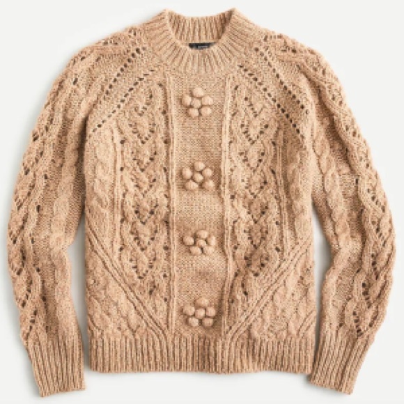 J. Crew Sweaters - J Crew | Cable-knit pointelle sweater with popcorn flowers